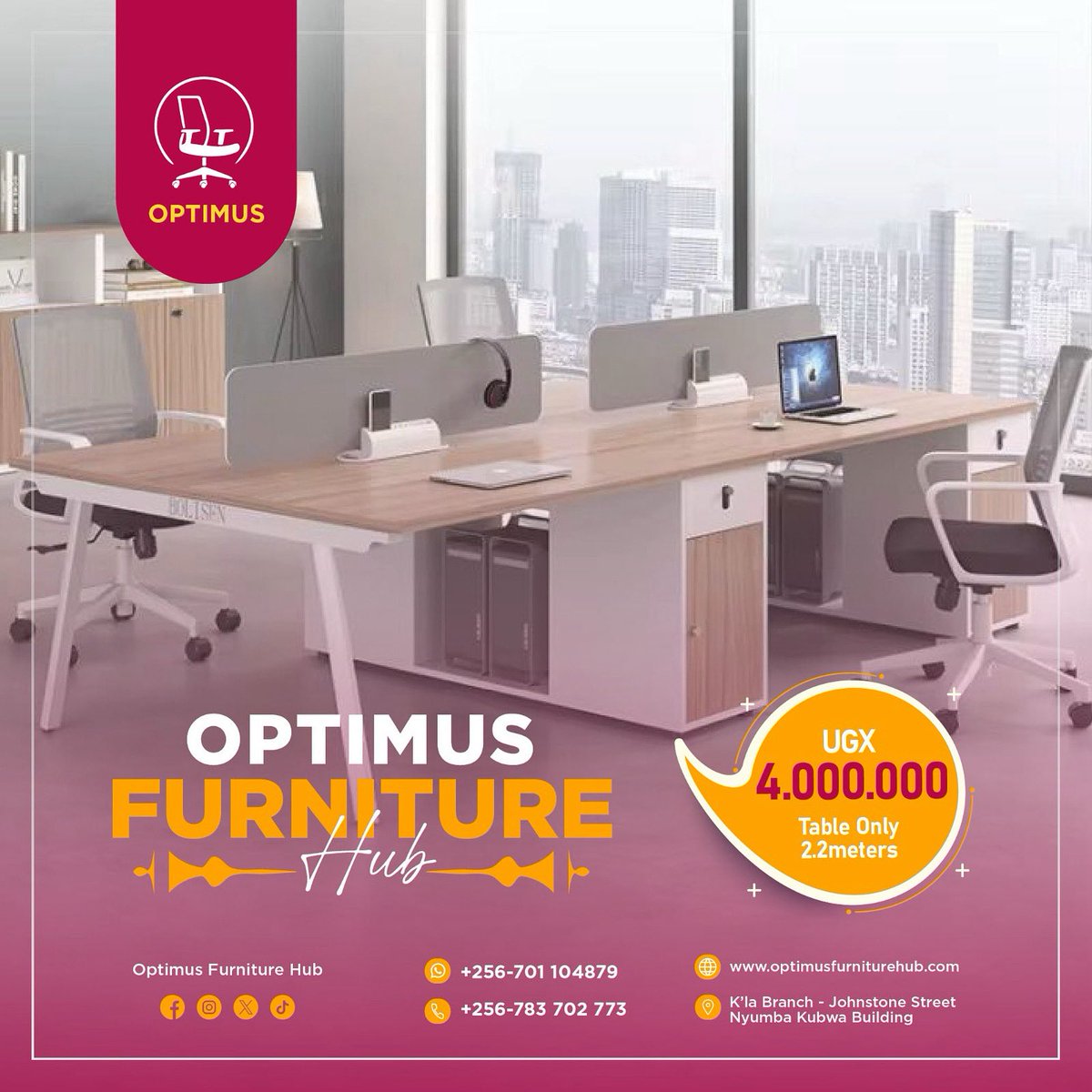 NOTE:
we are like no other 😋
We are optimus 😜
We are the undisputed office furniture experts 💯 

optimusfurniturehub.com
#office #officefurniture #workstation #uganda #kampala #insta #instamood #instapic