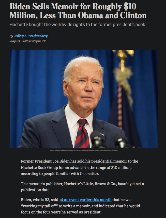Raymond82310289's tweet image. Meanwhile
Here we come with a new episode of The Clown World.
Biden got paid for job “well done” for causing a lot of chaos, war, pain and destruction…
Here is your $10m for your “memoir”.
Biden Sells Memoir for Roughly $10 Million, Less Than Obama and Clinton.