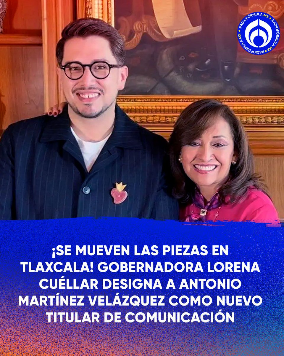 Grupo Fórmula (@radio_formula) on Twitter photo ¡Movimientos en el tablero político! ♟️ La gobernadora de Tlaxcala, Lorena Cuéllar (<a href="/LorenaCuellar/">Lorena Cuéllar</a>), presenta a Antonio Martínez Velázquez como el nuevo titular de la Coordinación de Comunicación del estado, esto tras la salida de Octavio Ortega.
🗣️ Antonio Martínez ¡Movimientos en el tablero político! ♟️ La gobernadora de Tlaxcala, Lorena Cuéllar (<a href="/LorenaCuellar/">Lorena Cuéllar</a>), presenta a Antonio Martínez Velázquez como el nuevo titular de la Coordinación de Comunicación del estado, esto tras la salida de Octavio Ortega.
🗣️ Antonio Martínez