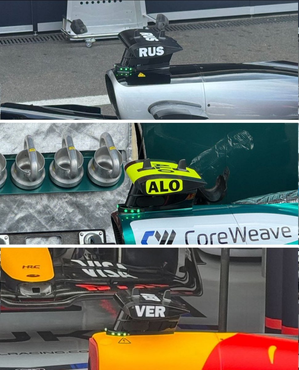 AlertaF1's tweet image. ¿Lo notaste?
Como parte de una prueba, durante este fin de semana en Spa los autos de la F1, traerán las letras que representan el apellido de los pilotos en los módulos de la cámaras onboard.