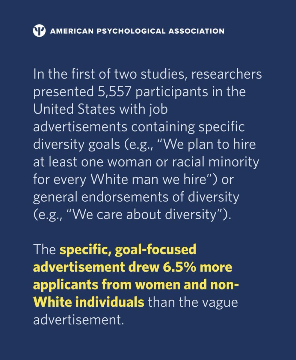 Mary Beth West, APR (@marybethwest) on Twitter photo <a href="/APA/">American Psychological Association</a> The APA’s intentions may be well-meaning, but I’m pretty sure this can get you sued. An intentional statement of making a race- or gender-based hire could easily be Exhibit A against the employer in a court of law. I urge folks to consult their legal counsel (and I’m not one!). <a href="/APA/">American Psychological Association</a> The APA’s intentions may be well-meaning, but I’m pretty sure this can get you sued. An intentional statement of making a race- or gender-based hire could easily be Exhibit A against the employer in a court of law. I urge folks to consult their legal counsel (and I’m not one!).