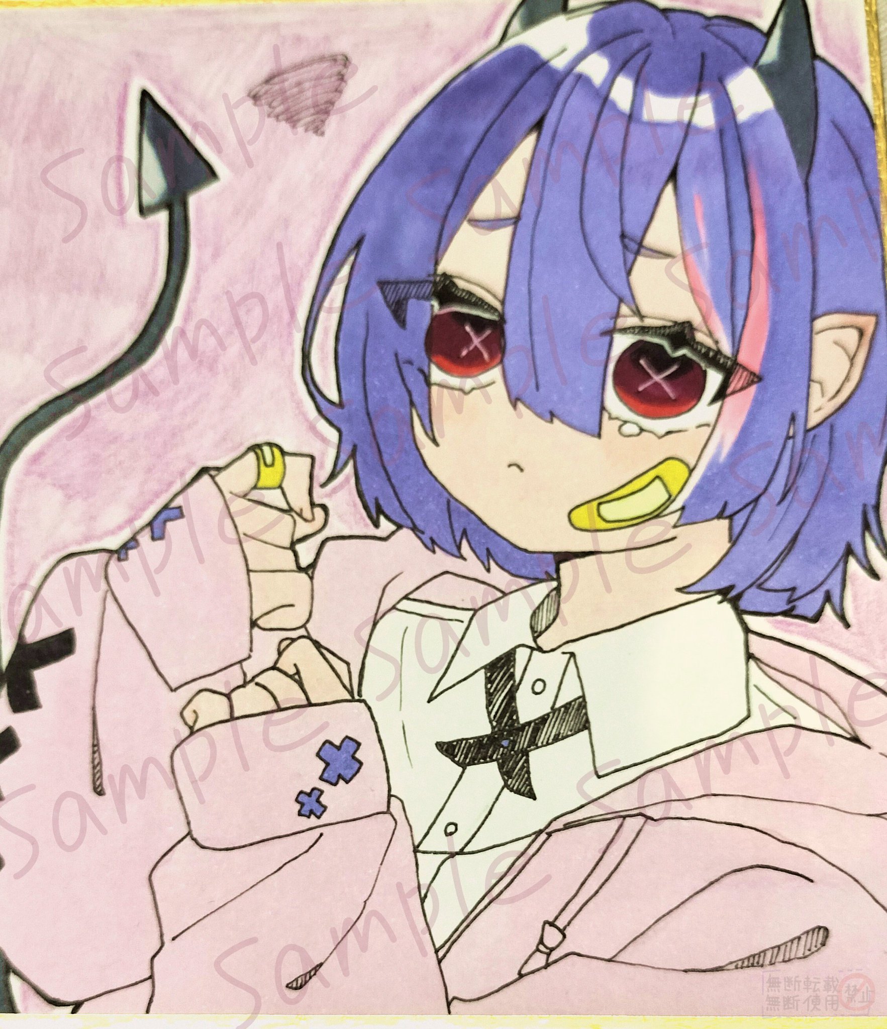 手描きイラスト★ 渾身の初画集表紙イラスト💙♥️ 3.4枚目はスワイプで繋がるから