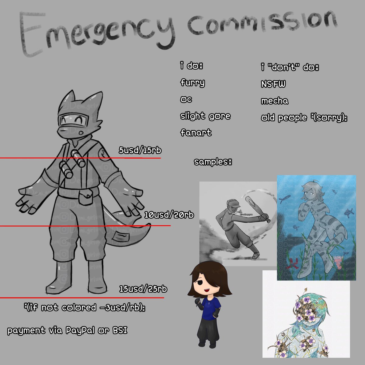 kirathepyro's tweet image. Hey there! Im opening an emergency commission because im very sick rn, i need to go to hospital very soon, i need blood transfusion because i got very low blood pressure, if you can't buy it, please help me with repost it.
Thank you! <3
