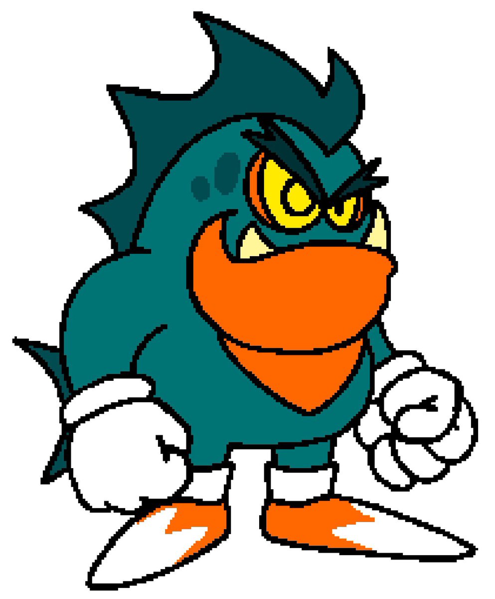 Here’s Gnaw The Piranha.
Part of a duo alongside a snake, he’s both the Speed AND the Power guy of the team! He can break walls with his jaws alone and zoom through the air, though his abilities shine brighter underwater. Don’t get on his nerves though, he can be a little crazy!