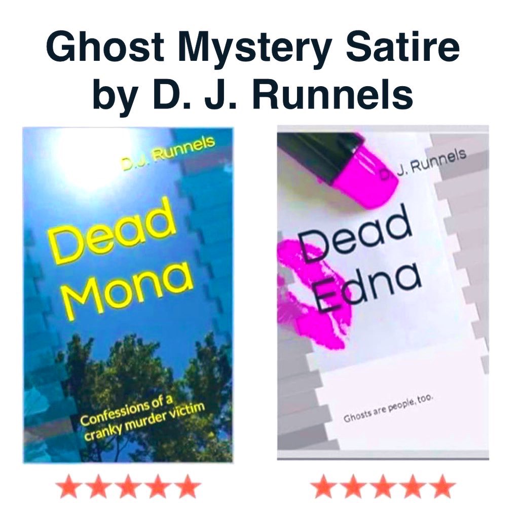 d_j_runnels's tweet image. “These books are intensely satisfying genre-bending-adventure-supernatural-comedy-mysteries that I cannot recommend highly enough.” ⭐️⭐️⭐️⭐️⭐️
Both reached the Amazon top 150 in humor.
💀 Dead Mona Amazon.com/dp/B0D3YQX3C8
💀 Dead Edna
Amazon.com/dp/B0C63RZM9V