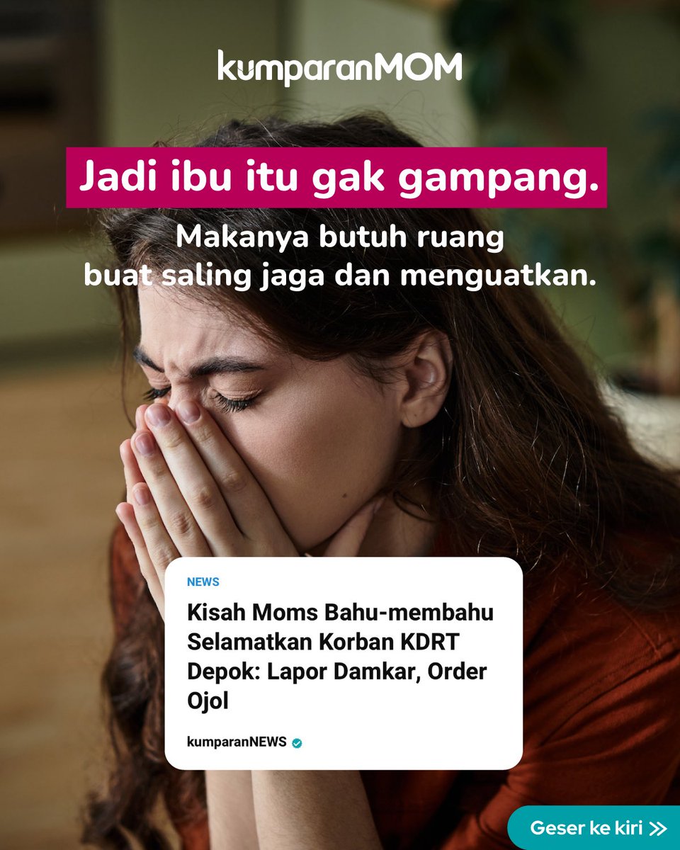 kumparan's tweet image. Di komunitas teman kumparanMOM, kami percaya: satu ibu jatuh, yang lain ikut menopang.
Seperti yang terjadi pada 24 Juli 2025. Seorang ibu mengabarkan bahwa ia dan anak-anaknya mengalami KDRT. Pesan itu ia kirim ke WAG teman kumparanMOM.
Tanpa diminta, puluhan ibu lainnya…