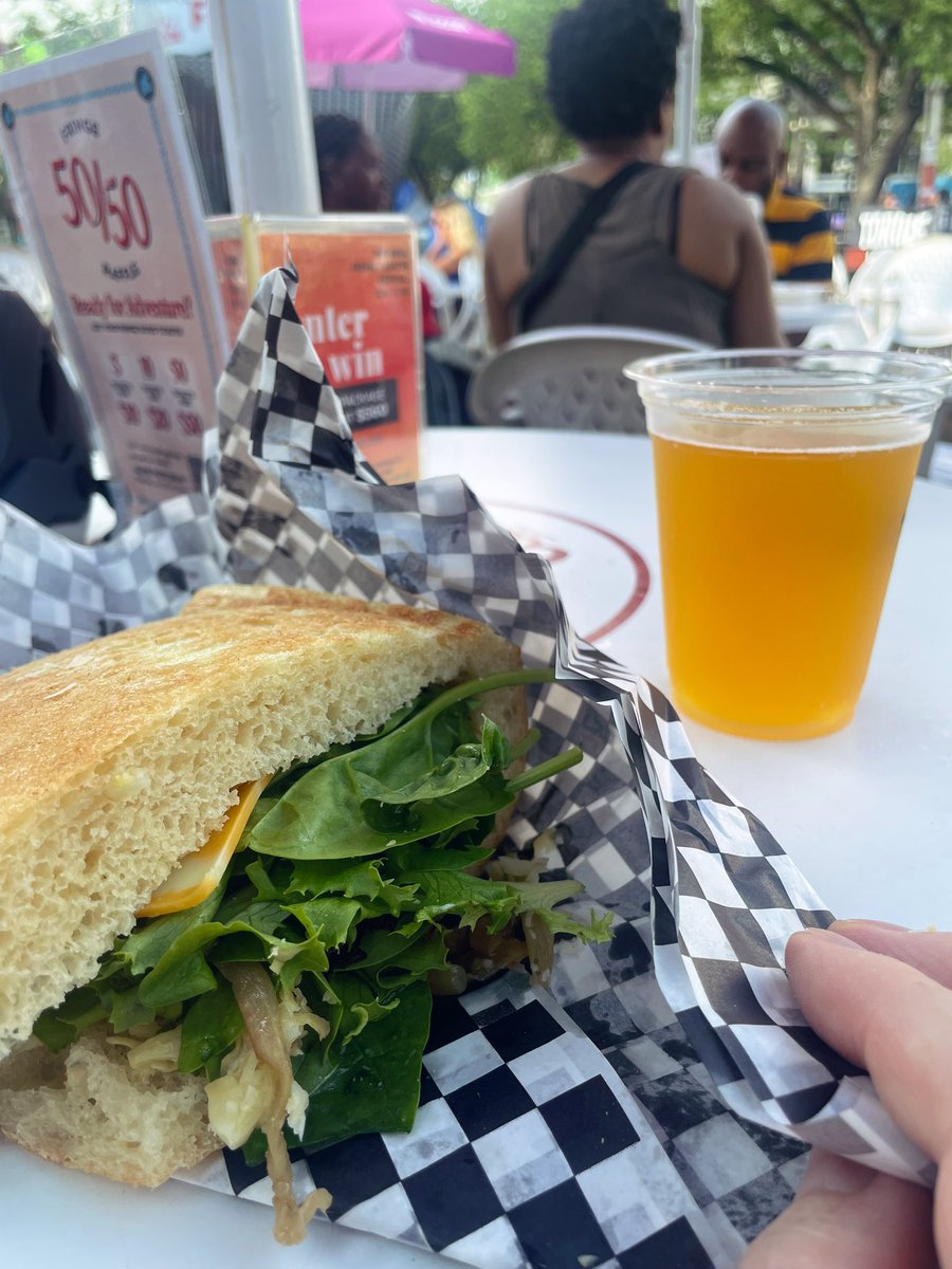 cterlson's tweet image. Back at those Italian sandwiches. This one Giardino: eggplant, artichokes, peppers and sun dried tomatoes spread, garlic aioli, with a bunch of greens… could there be some arugula in there?
My happy place.