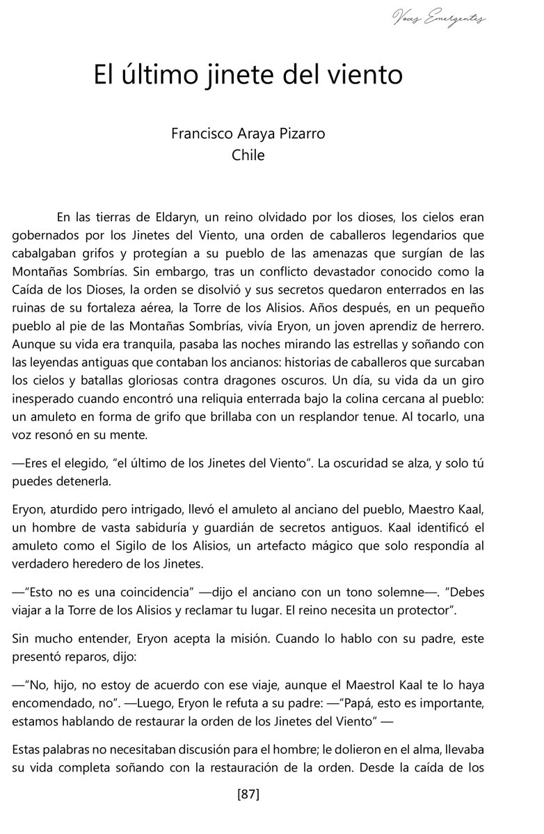 EscritorScifi's tweet image. Lee esta apasionante historia en la pagina 88 del libro VOCES EMERGENTES - Antología Literaria Internacional
📚 ¡Consíguelo ahora! 📚
📖 Google Books: play.google.com/store/books/de…
#fantasia #caballeros #dioses #jinetes #grifos #magia #instabooks #instabookers #bookgrammers