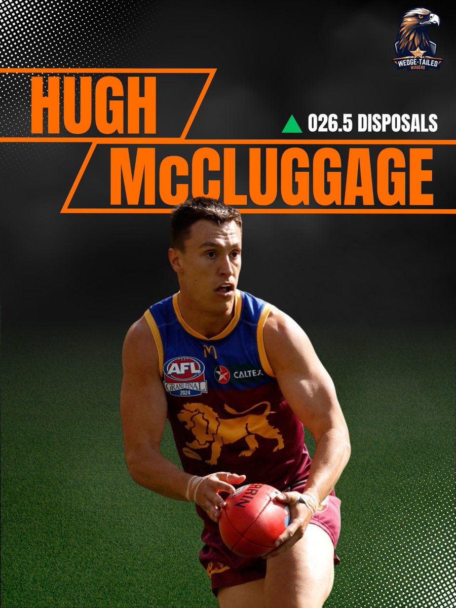 WT_Wagers's tweet photo. 🦅 BEST BETS - AFL 🦅

🔒 Hugh McCluggage O26.5 Disposals
🔒 Matt Rowell U24.5 Disposals

#AFLCappersLeague https://t.co/rcrDOkuyi1