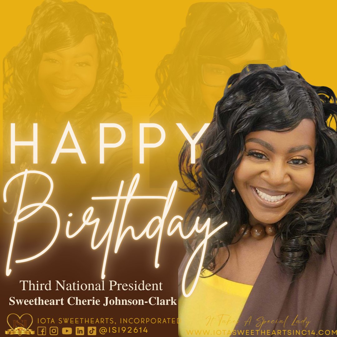 Happy Birthday to our First National President, Cherie Johnson-Clark! We hope you have a day filled with sweetness.
💛🤎#ISI92614 #ISI2014 #IotaSweetheartsinc #IotaSweethearts #HappyBirthday #Leo