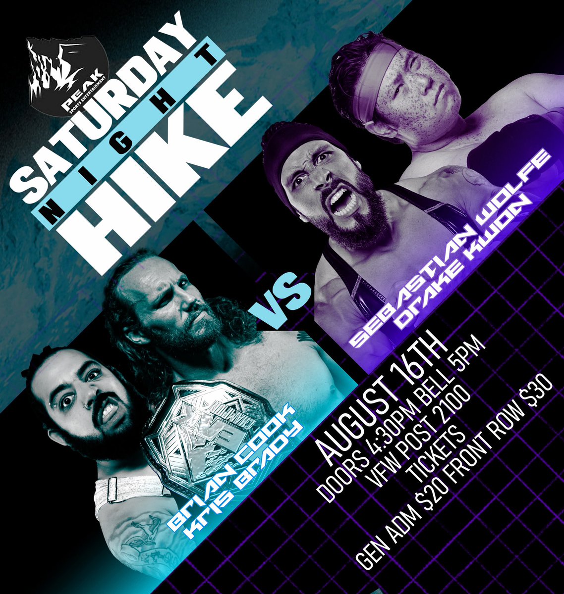 Peak Sports Entertainment (@peaksportspnw) on Twitter photo August 16th the fun begins again and does collide <a href="/Reallydrakekwon/">Drake, I'm too old for this shit Kwon</a> and <a href="/SebWolfePRO/">Sebastian Wolfe</a> take on <a href="/Krisbrady23/">kristopher brady</a> and <a href="/BrianCooook/">Brian!</a> tickets on sale no at brainbustertix.com August 16th the fun begins again and does collide <a href="/Reallydrakekwon/">Drake, I'm too old for this shit Kwon</a> and <a href="/SebWolfePRO/">Sebastian Wolfe</a> take on <a href="/Krisbrady23/">kristopher brady</a> and <a href="/BrianCooook/">Brian!</a> tickets on sale no at brainbustertix.com