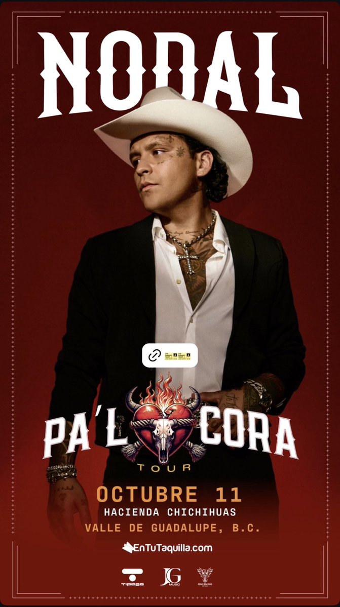 Anahi401's tweet image. Valle de Guadalupe Baja California este Octubre 11 llega Christian Nodal a su cuidad con su tour PAL CORA  obtengan sus tickets visitando en TuTaquilla.com