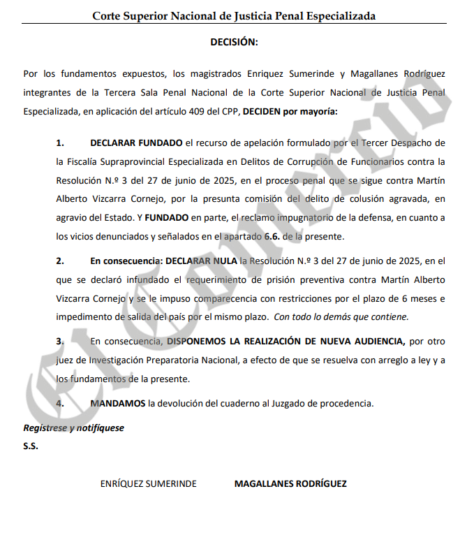 nekroRP's tweet image. #LOÚLTIMO Revés para Martín Vizcarra: Sala superior ordena que pedido de prisión preventiva por caso de presuntas coimas vuelve a ser evaluado, esta vez por otro juez de 1ra instancia. Se anuló resolución del juez Víctor Alcocer que rechazó esa a prisión preventiva @Politica_ECpe