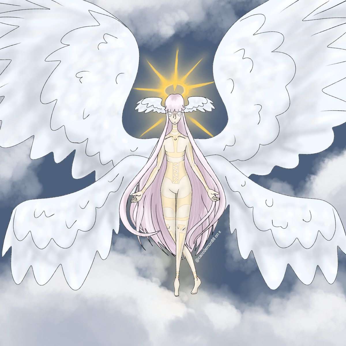 cacodemon88's tweet image. oc of mine, their name is Sora and they&apos;re uhh... something. idk. probably like something above an angel (by the oc universe standards.) :-) ALSO YES THEY ARE NUDE BUT THEY DON&apos;T HAVE ANY &quot;PARTS&quot; SO IT&apos;S OK I THINK *dies*