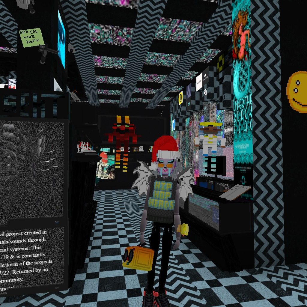 klarakopii's tweet image. Went for a stroll on @cryptovoxels today and felt like checking one of my favorite parcels, @nvllsekt &apos;s place is awesome

 I&apos;m planning a new build for one of my parcels too with @becoproart  &amp;lt;3