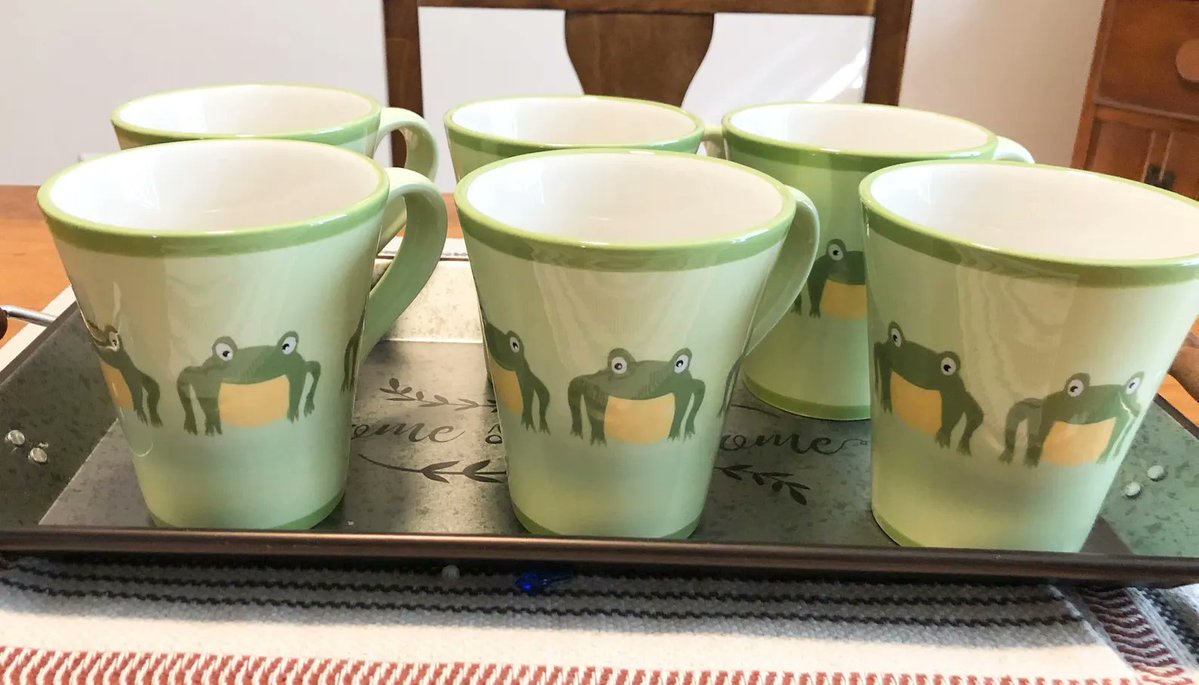 HahnMade's tweet image. Price Reduction Vintage Frog Mugs Sonoma Frog Mugs Gift For Frog Lover (6) New Unused Collectible 16 Ounce Frog Mugs in excellent condition etsy.me/4mb7fTd via @Etsy