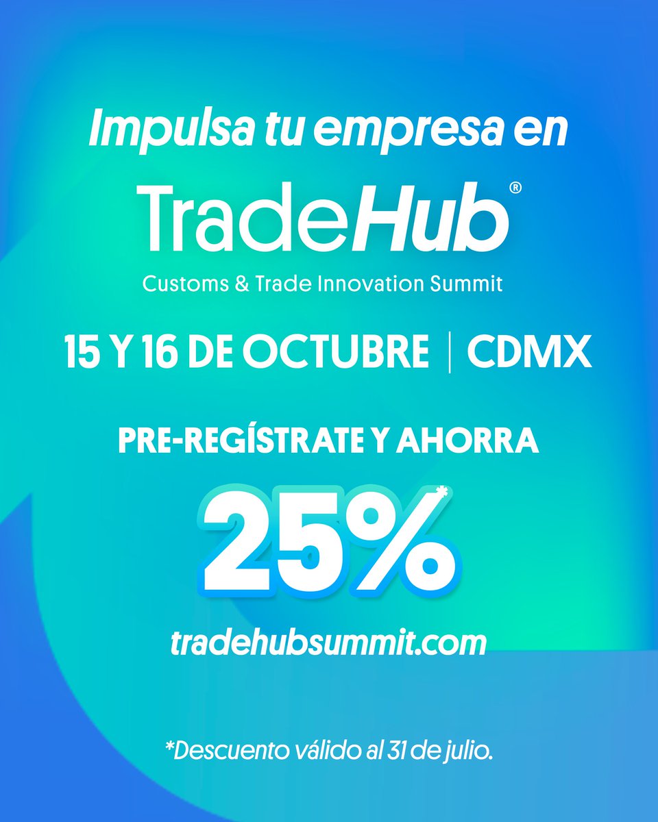 tradehubmx's tweet photo. ¿Tu empresa enfrenta nuevos retos en logística o comercio exterior?
TradeHub Summit es el espacio donde expertos comparten soluciones reales, casos de éxito y tecnología aplicada.
📍 CDMX | 🗓 15–16 oct
🎟 Pre-regístrate y obtén 25 % de descuento: https://t.co/zRSFr0w13l https://t.co/XnZCpGS3JG