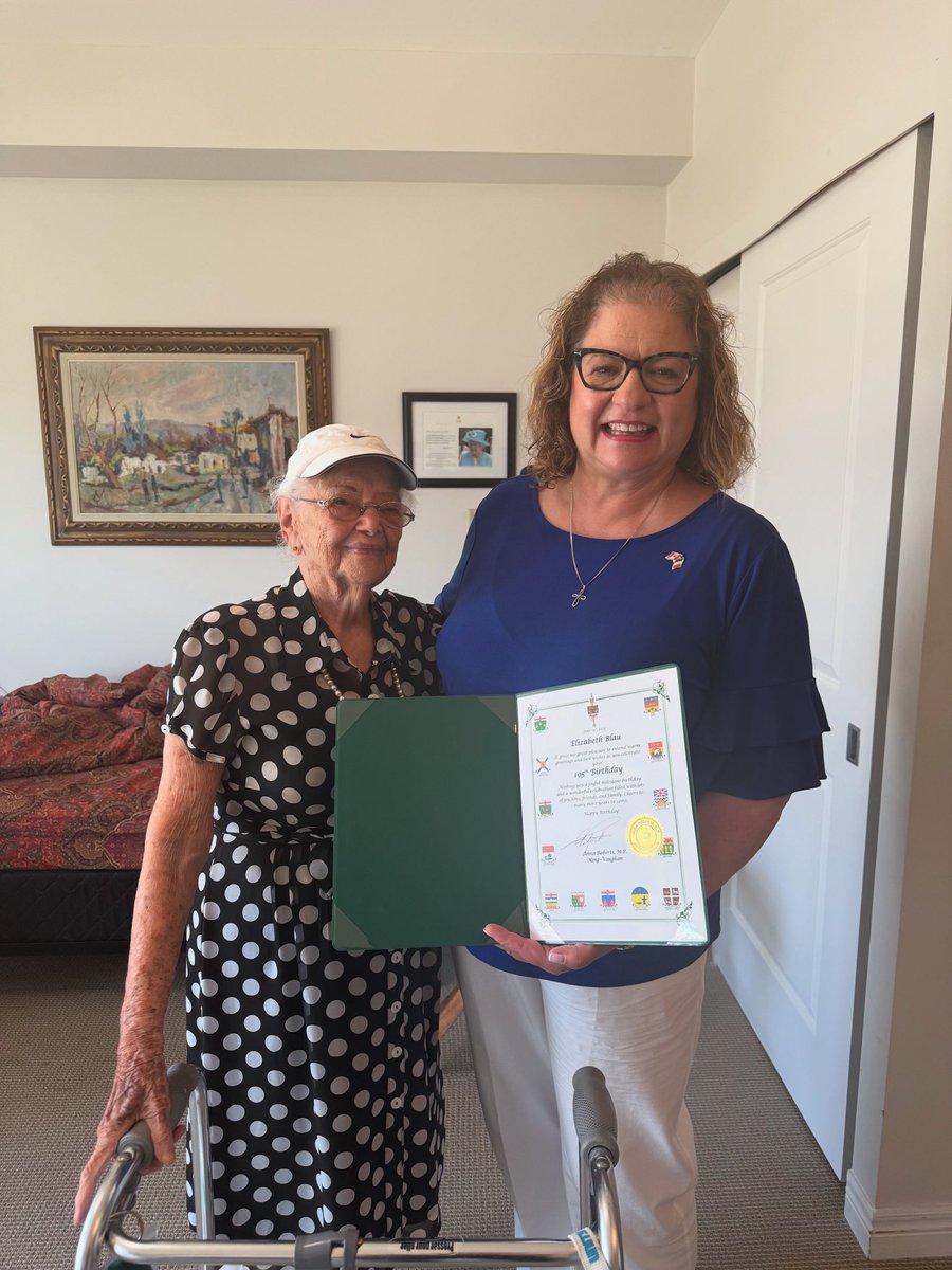 Anna Roberts (@annarobertsmp) on Twitter photo Earlier this summer, I had the honour of celebrating Elizabeth’s 105th birthday with her. A Holocaust survivor and a true inspiration, Elizabeth shared remarkable stories with me that I will never forget. God bless you, Elizabeth. Wishing you continued health and happiness. Earlier this summer, I had the honour of celebrating Elizabeth’s 105th birthday with her. A Holocaust survivor and a true inspiration, Elizabeth shared remarkable stories with me that I will never forget. God bless you, Elizabeth. Wishing you continued health and happiness.