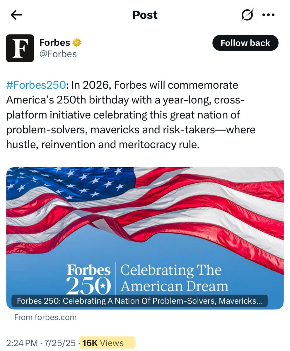 blakeir's tweet image. the shift towards algorithmic feed has completely devalued “follower count” on here.
Forbes has 20m+ followers and barely gets 15k+ impressions on their tweets.