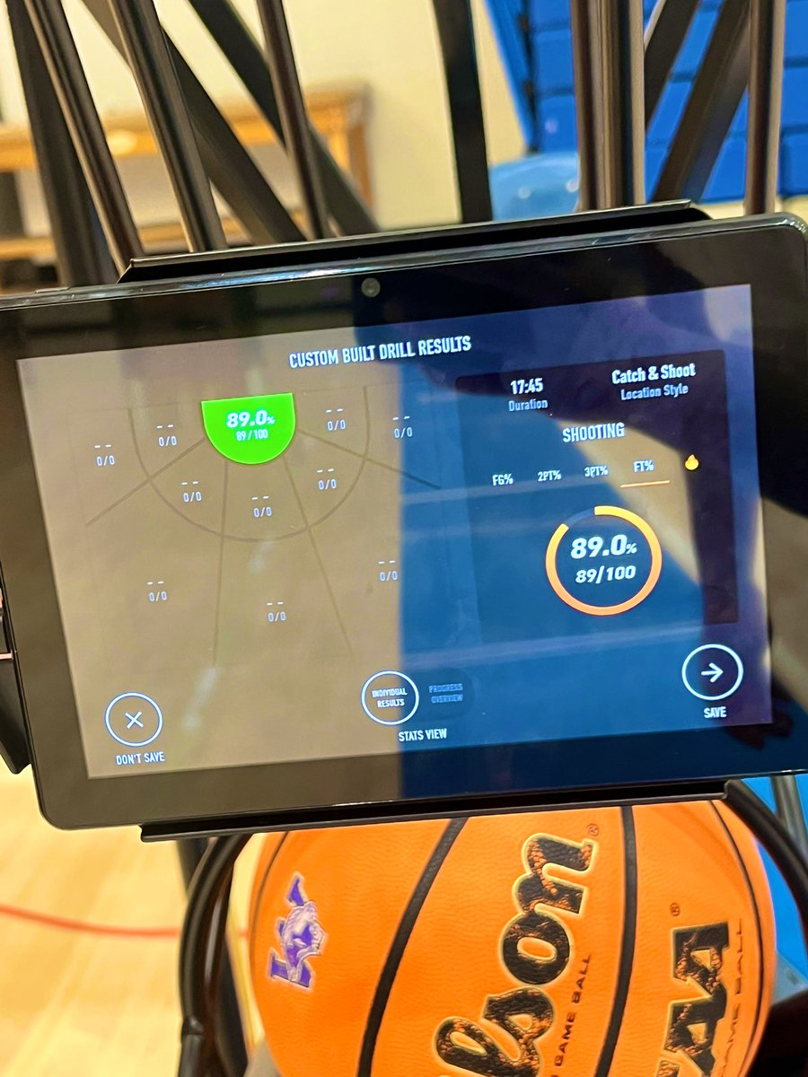 The goal is to improve my percentage. Day 1… 72% one bounce pull up midrange … 89% at the Free Throw line.