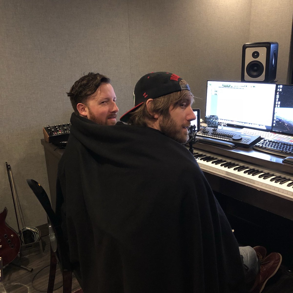 kevinblumenfeld's tweet image. Cheers to @LightTheFusePod @CharlesH00d @DrewTailored on an amazing run!! Here’s a picture of them shnuggling while recording the first episode in 2018.