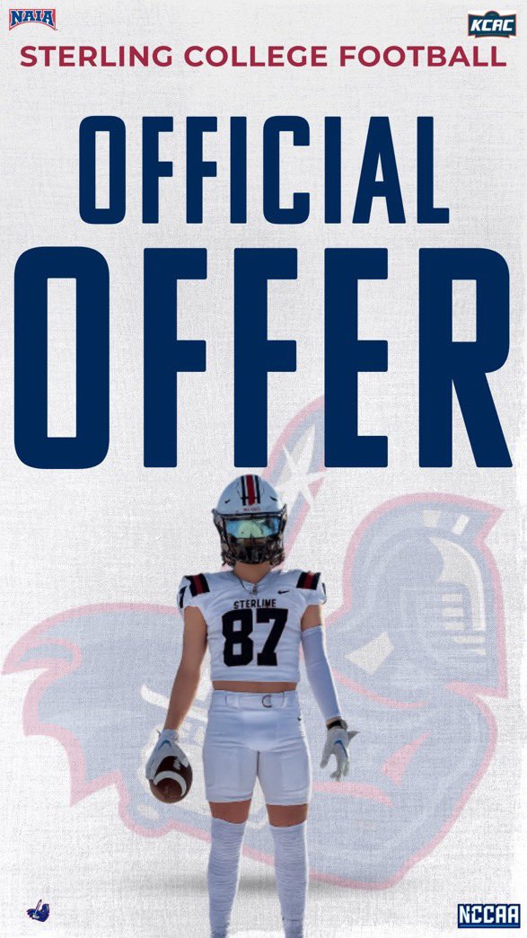 Walker Middleton (@walkermiddleto6) on Twitter photo After a great conversation I am blessed to receive an offer from Sterling College.
Thank you <a href="/PorcheCoach/">Coach Porche</a> for the offer.
<a href="/CoachTMartinezz/">Tj Martinez</a> <a href="/The_CoachHoover/">Xavier Hoover</a> <a href="/SCWarriorFB/">Sterling College Football</a> <a href="/cole_greenwood5/">cole greenwood</a> <a href="/Coach_GibsonRHS/">George Gibson</a> After a great conversation I am blessed to receive an offer from Sterling College.
Thank you <a href="/PorcheCoach/">Coach Porche</a> for the offer.
<a href="/CoachTMartinezz/">Tj Martinez</a> <a href="/The_CoachHoover/">Xavier Hoover</a> <a href="/SCWarriorFB/">Sterling College Football</a> <a href="/cole_greenwood5/">cole greenwood</a> <a href="/Coach_GibsonRHS/">George Gibson</a>