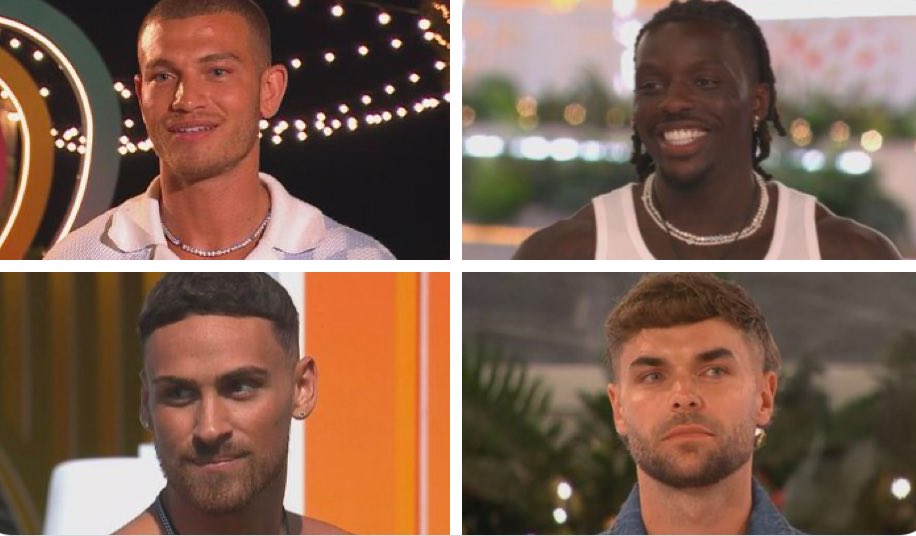 The four narcissists of the apocalypse 
Imagine your daughter bringing one of these home …..

#LoveIsland #dejon #blu #harry #ben