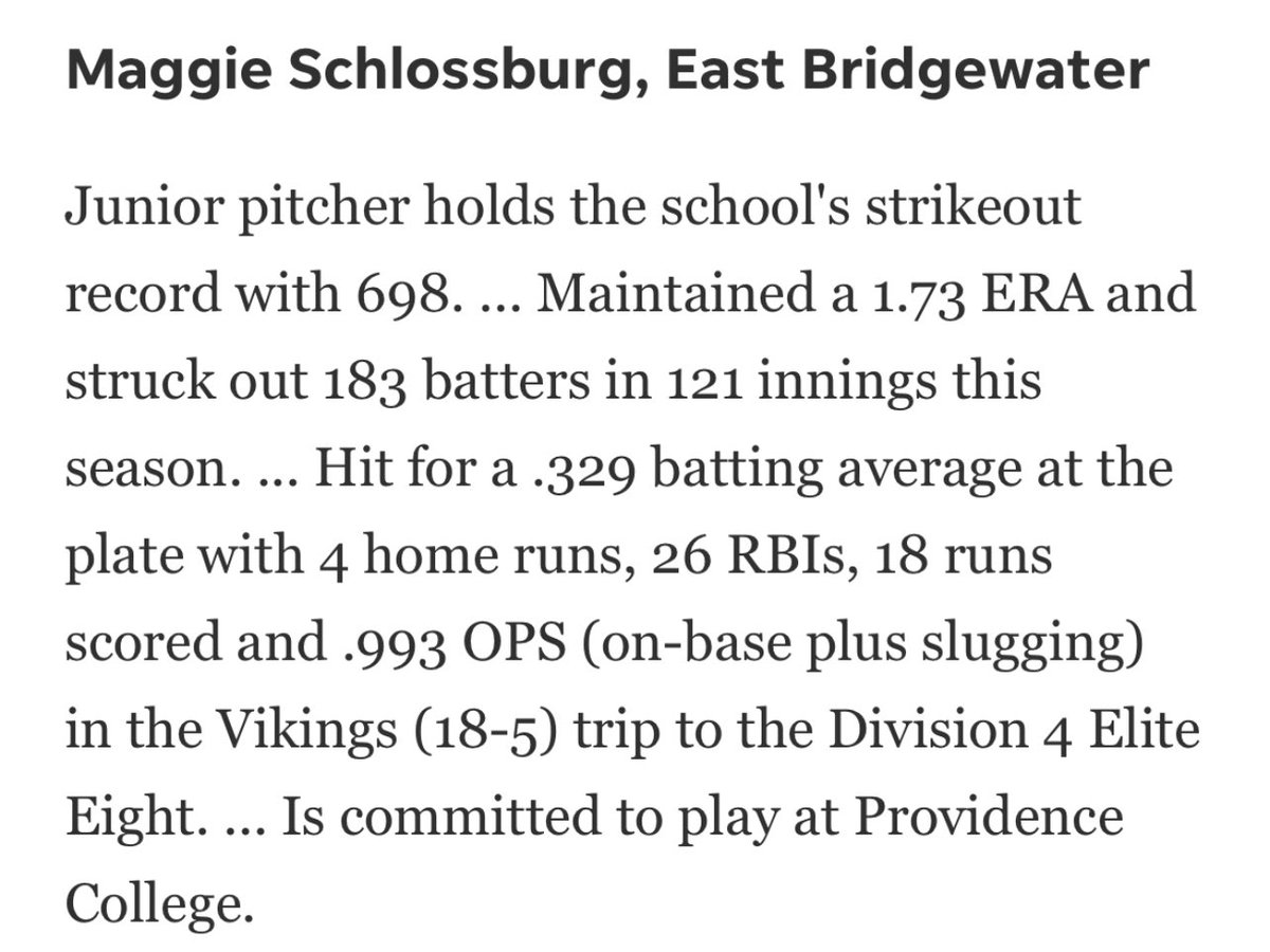 Maggie Schlossberg 2026 Pitcher (@maggieschlossb1) on Twitter photo Grateful to be named a 1st Team All-Scholastic among many of my Fury Platinum and High School teammates!! <a href="/EBVikings_SB/">𝐄𝐚𝐬𝐭 𝐁𝐫𝐢𝐝𝐠𝐞𝐰𝐚𝐭𝐞𝐫 𝐒𝐨𝐟𝐭𝐛𝐚𝐥𝐥</a> <a href="/FPNE18UMorgan/">Fury Platinum 18U Morgan</a> <a href="/FPNE18URoumelis/">Fury Platinum 18U Roumelis</a> Grateful to be named a 1st Team All-Scholastic among many of my Fury Platinum and High School teammates!! <a href="/EBVikings_SB/">𝐄𝐚𝐬𝐭 𝐁𝐫𝐢𝐝𝐠𝐞𝐰𝐚𝐭𝐞𝐫 𝐒𝐨𝐟𝐭𝐛𝐚𝐥𝐥</a> <a href="/FPNE18UMorgan/">Fury Platinum 18U Morgan</a> <a href="/FPNE18URoumelis/">Fury Platinum 18U Roumelis</a>
