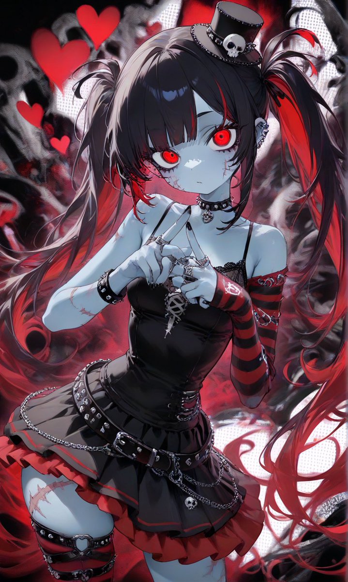 Trysell1718's tweet image. 【ゴシックパンク ゾンデレラ】
「おはよう、みんな!
今日のゾラはバッキバキにゴスパンだょ!
ゴスロリも好きだけど、ライブとかで暴れるならこっちがいいネ♡
バンギャのお友達とモッシュしたいな✨」
#ゾンデレラ #ゴシックパンク
