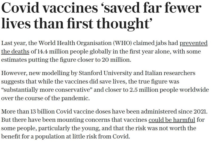 AnnaMonteiroAn1's tweet image. 🌩
🌎💉💉💉💉🤬
NOVO - 13 bilhões de doses contra a Covid foram aplicadas "para salvar" 2,5 milhões de pessoas no mundo todo — Telegraph
telegraph.co.uk/news/2025/07/2…