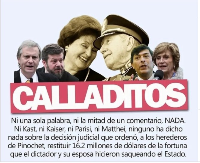 MdLimache's tweet image. ATENCIÓN!! Amarguemos el fin de semana a @evelynmatthei preguntándole por el asesino Pinochet? y de pasadito a @joseantoniokast @Jou_Kaiser @Parisi_oficial que dicen de esto y que harían para condenarlo.