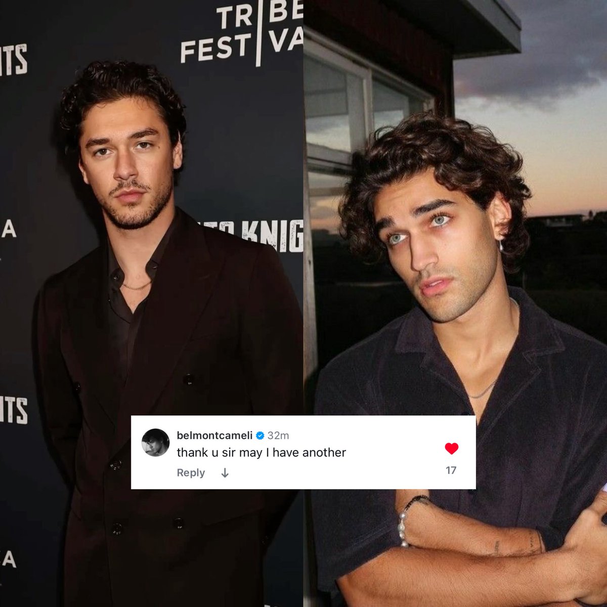 offcampusbra's tweet image. MAIS UMA INTERAÇÃO! | Belmont Cameli deixou um comentário na última atualização de Josh Heuston no Instagram.
“Obrigado, senhor. Tem mais?”