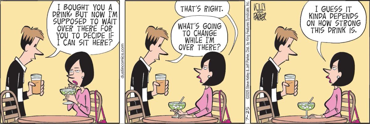 ComicsKingdom's tweet image. Dustin better hope that drink is STRONG 😂🥂 #Dustin
New episodes everyday: comicskingdom.com/dustin