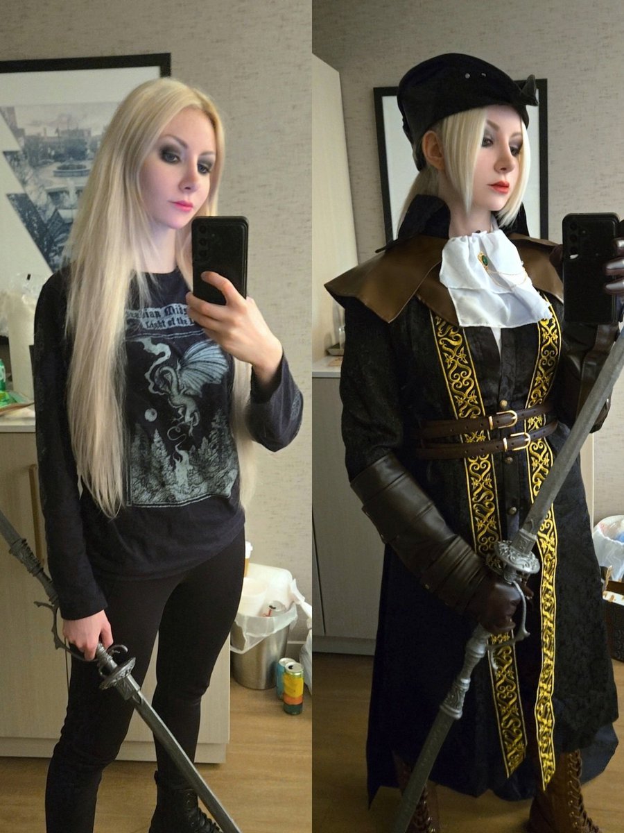 Lishooo's tweet image. In and out of cosplay: Lady Maria from Bloodborne at @dokidokon last weekend. 

Base cosplay from @procosplay with some additions and alterations.

Rakuyo 3D printed, assembled, and painted by me. 
File from VetsaN.

#ladymaria #bloodborne #soulsborne #doki2025 #dokidokon…
