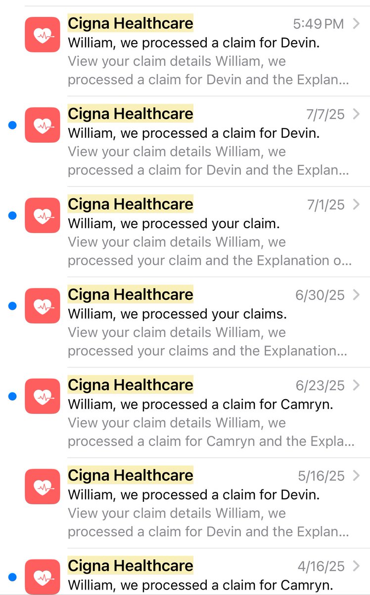Brian (@threeonepour) on Twitter photo Hey <a href="/Cigna/">Cigna Healthcare</a> , since your customer service doesn’t seem to care how do I stop getting emails about William and his family’s claims? Hey <a href="/Cigna/">Cigna Healthcare</a> , since your customer service doesn’t seem to care how do I stop getting emails about William and his family’s claims?