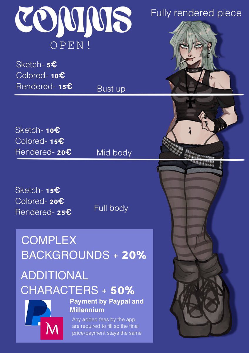_gumisnue's tweet image. COMMS OPEN (updated version)
Check comments for work terms