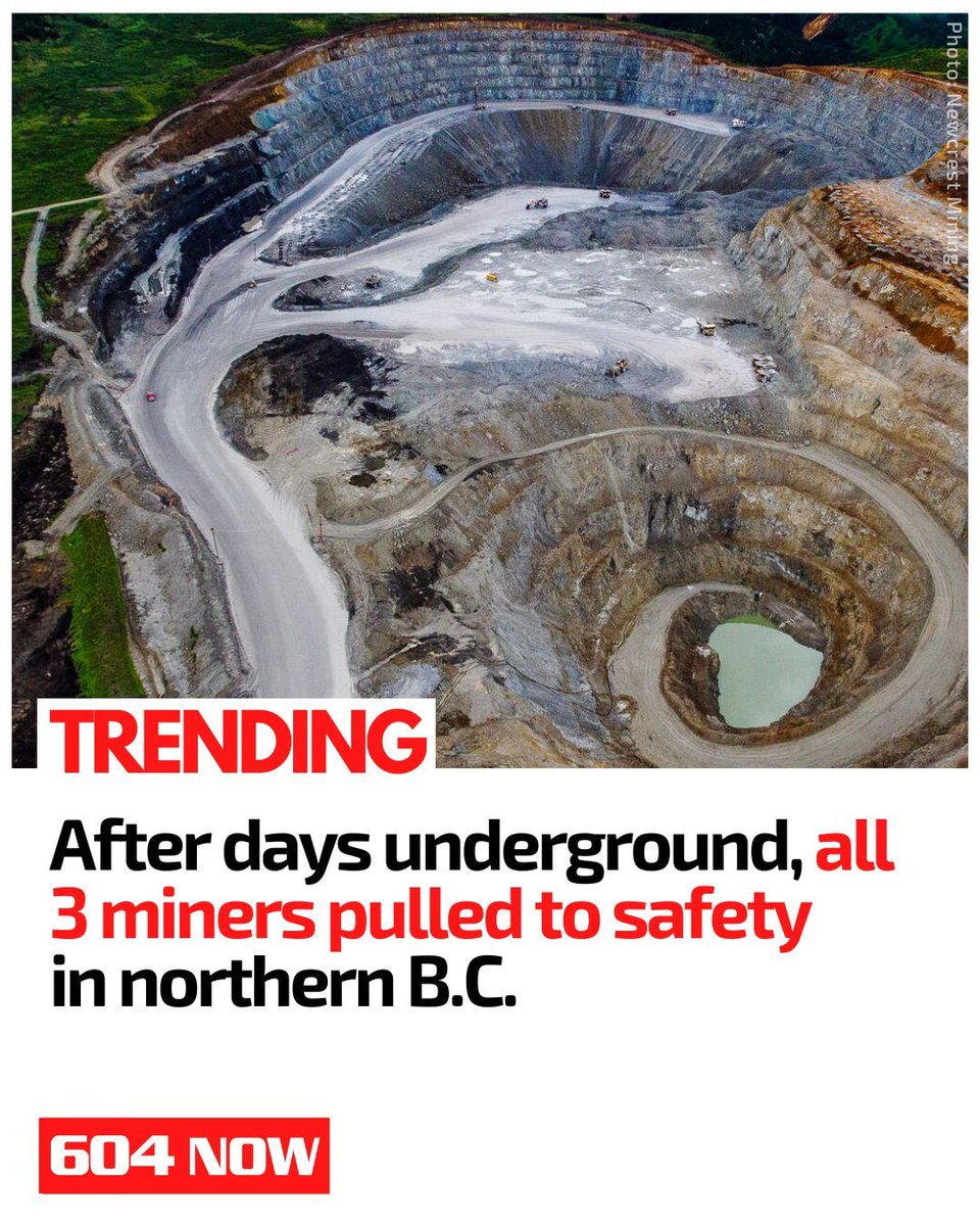 Three miners trapped underground in a B.C. mine for over 60 hours have been rescued. They're safe, healthy, and back above ground after a tense two-day wait in a refuge chamber. ⛏️