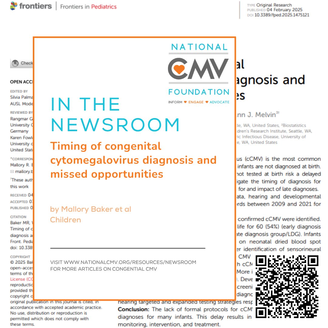 In the Newsroom - New study by Dr. Baker et al from @SeattleChildrens Hospital found that without formal screening protocols, many babies with #cCMV are not diagnosed AND miss out on valuable opportunities for early intervention and treatment. 

ow.ly/xhuV50WrA3Q
