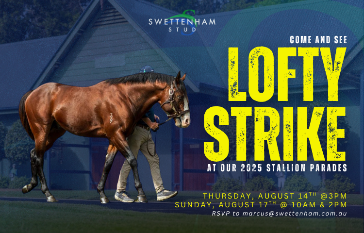 TTR AusNZ (@ttrausnz) on Twitter photo 🔵 Lofty Strike 🔵
👀 Come see him up close at <a href="/SwettenhamStud/">Swettenham Stud</a>’s 2025 Stallion Parades!
📅 Aug 14 – 3PM
📅 Aug 17 – 10AM & 2PM
RSVP: marcus@swettenham.com.au 🔵 Lofty Strike 🔵
👀 Come see him up close at <a href="/SwettenhamStud/">Swettenham Stud</a>’s 2025 Stallion Parades!
📅 Aug 14 – 3PM
📅 Aug 17 – 10AM & 2PM
RSVP: marcus@swettenham.com.au