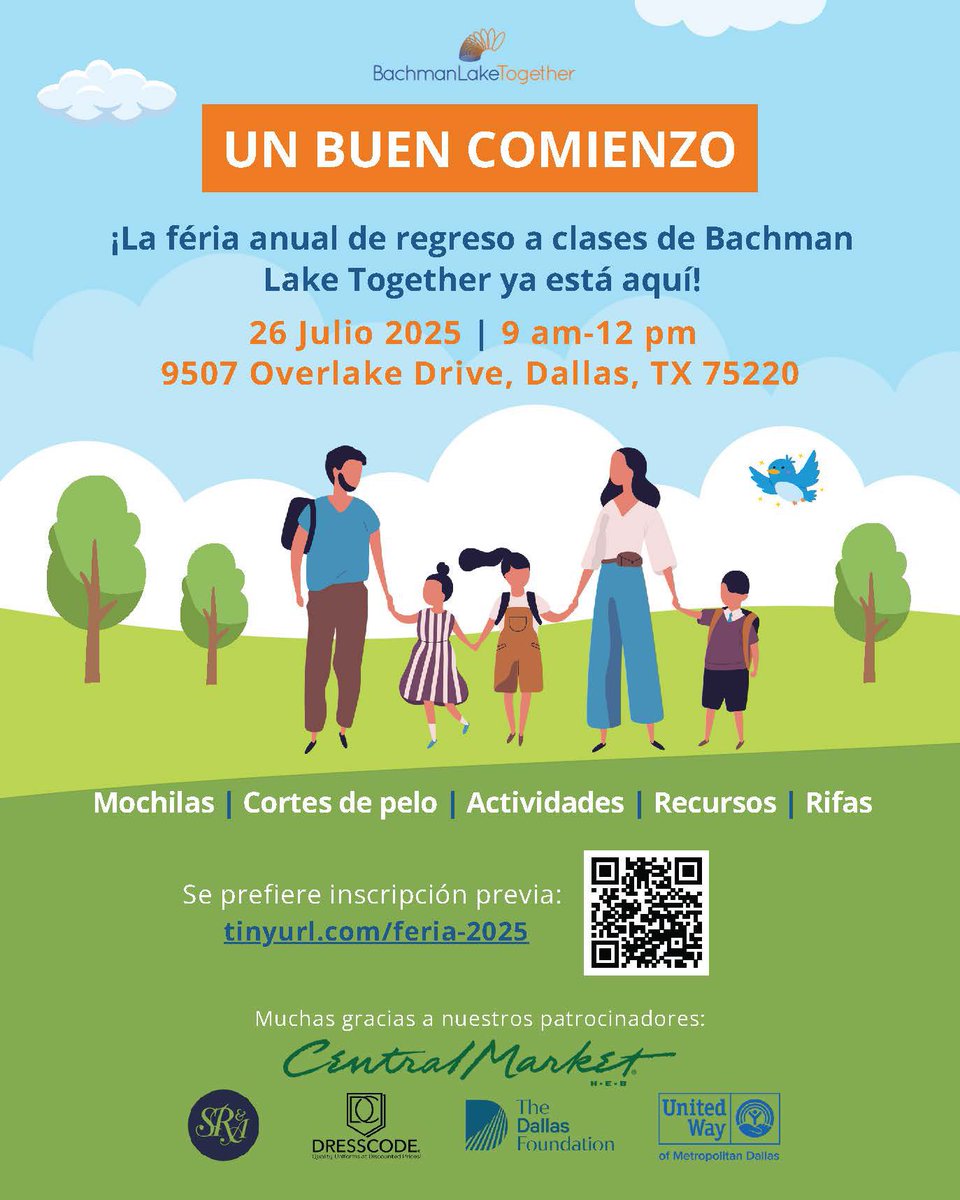 ED_Rivera_DISD's tweet image. Parents, plan for a great start to the school year! Join us at the Bachman Lake Together Back-to-School Fair on Saturday, July 26, from 9 am to 12 pm. See you there! @dallasisdparents