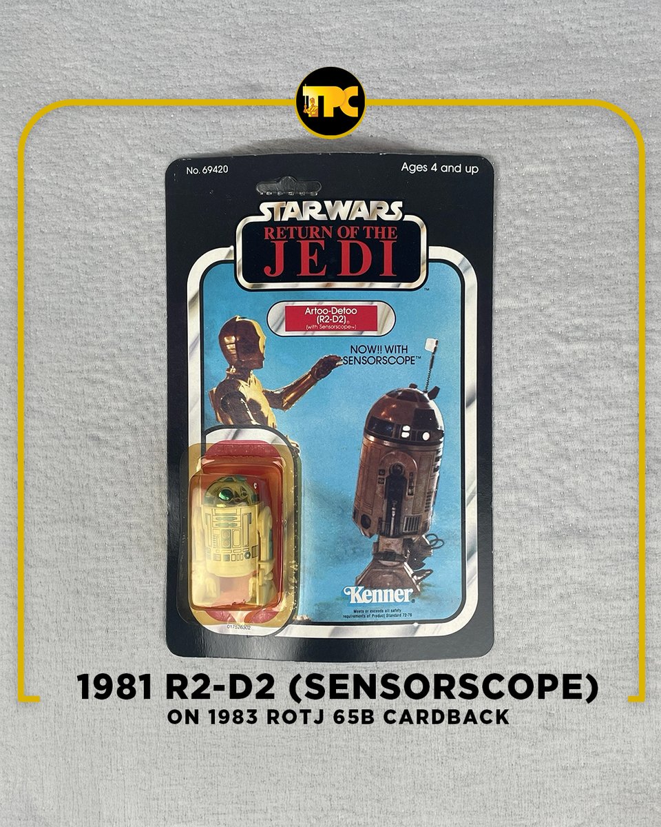 PadawanCollects's tweet image. R2-D2 (With Sensorscope) was first available in the 1981 Sears Exclusive Playset: Rebel Command Center and came in a white mailer box with the figure sealed in a Kenner baggie. Shown: 1983 ROTJ 65B Cardback
#actionfigures