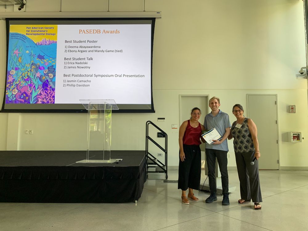 EvoDevoPanAm's tweet image. 2nd Best Postdoc Symposium Oral Presentation award goes to @PhilDavidson !
Congrats!! Regulatory elements of beetle horn variations. Contact Phill about positions in his new lab at @msstate
#PASEDB2025 #beetlehorn #cisregulatoryelements #newPI