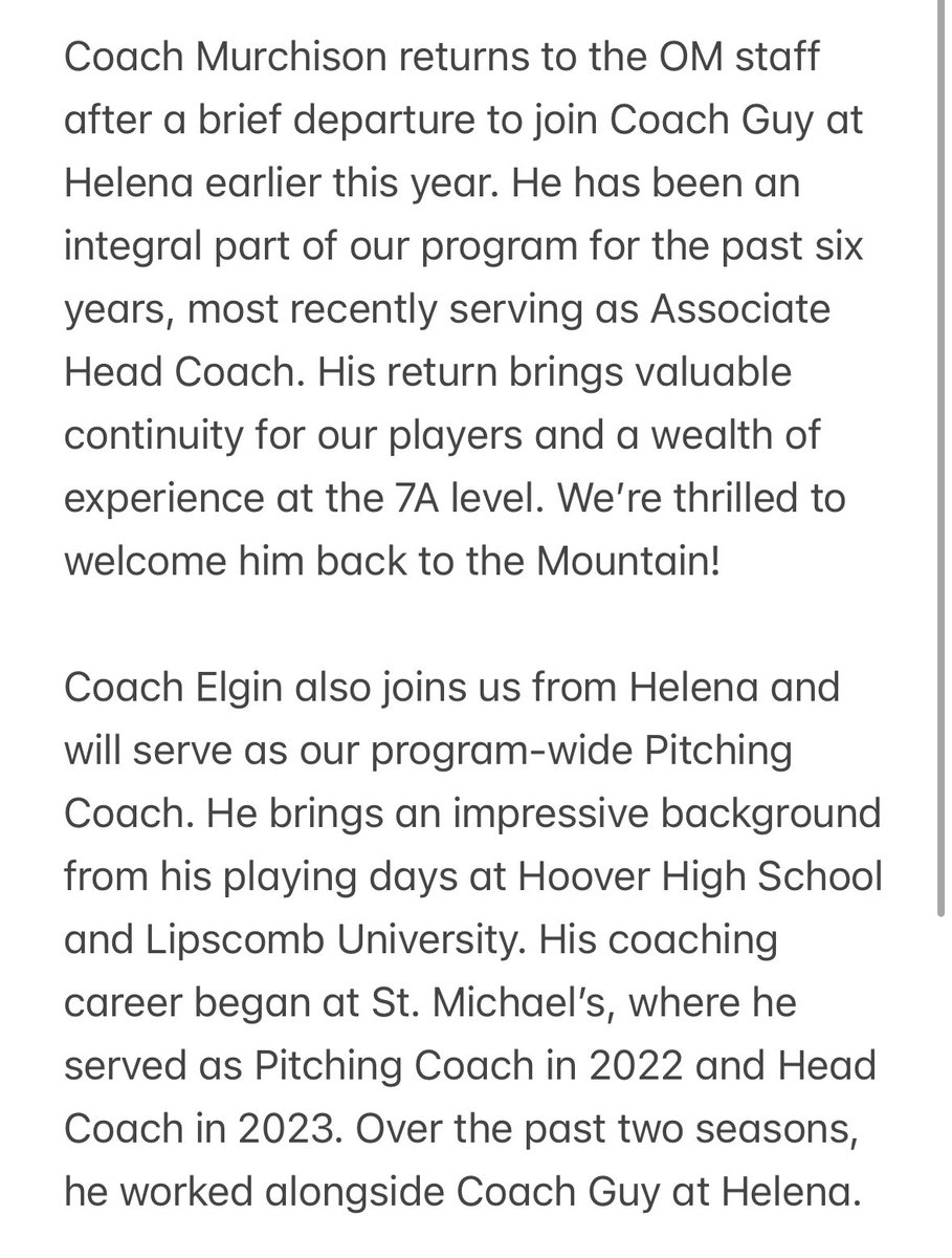 OMHS_Baseball's tweet image. We are excited to officially introduce the remainder of our Varsity Baseball Coaching Staff!

Please join us in welcoming Coach Murchison and Coach Elgin!