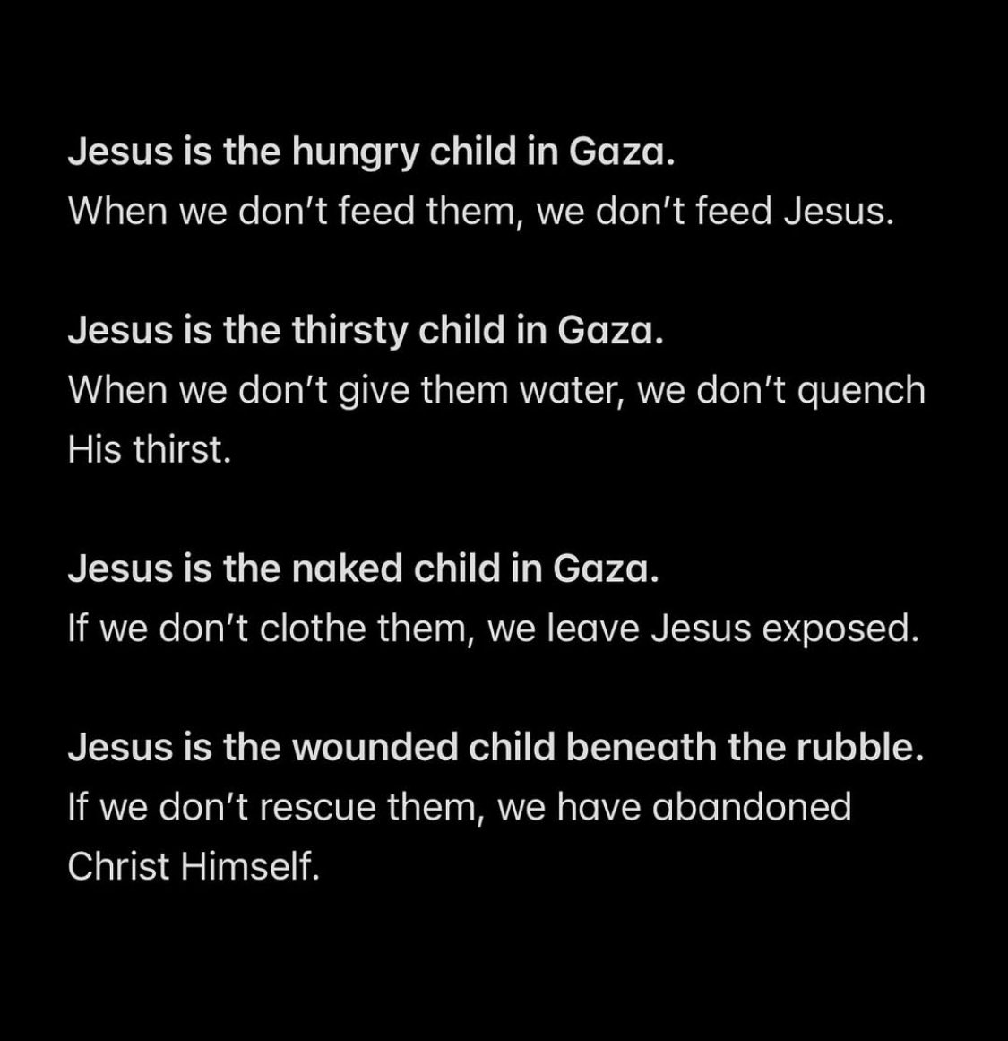 ShaneClaiborne's tweet image. What we do to the children of Gaza…
We do to Christ.
(Repost from @thehappygivers )