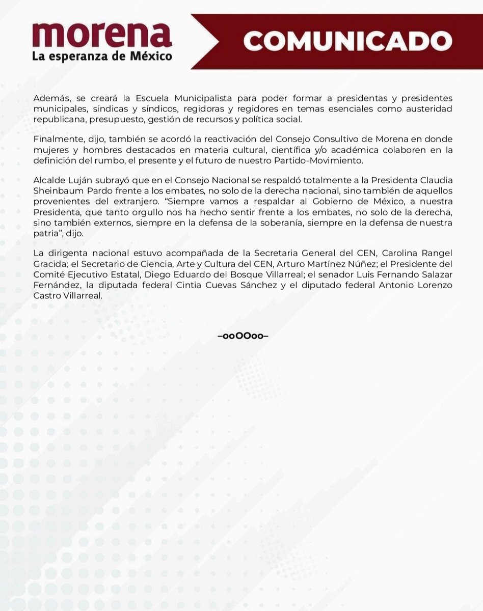 PartidoMorenaMx's tweet image. 🗞️ El CEN de Morena comparte comunicado de prensa:
“Vamos a lograr la hazaña planteada por el Presidente López Obrador: conformar un Comité en cada sección electoral del país”: Luisa Alcalde
- La Presidenta Nacional de Morena anunció que en Coahuila se conformarán mil 789…