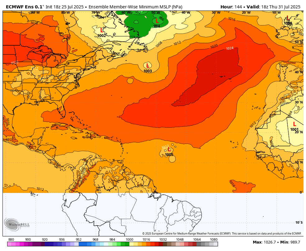 garrettmb's tweet image. D6 on the Euro Ens. Ds 9 and 12 on the Euro AI Ens.
Pretty solid signal still apparent. Given a generally moist airmass north of the anticipated parent wave and monsoon trough, my hunch is we do at least see a healthy broad wave through 50W that will be capable of TCG.
After…