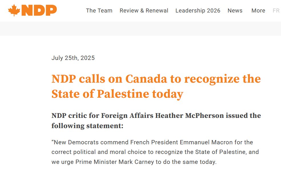 Christo Aivalis 🌹🍊 (@christoaivalis) on Twitter photo BREAKING: The NDP calls on Canada to Recognize the Palestinian State
Time to be a leader instead of a Netanyahu lackey, <a href="/MarkJCarney/">Mark Carney</a> BREAKING: The NDP calls on Canada to Recognize the Palestinian State
Time to be a leader instead of a Netanyahu lackey, <a href="/MarkJCarney/">Mark Carney</a>