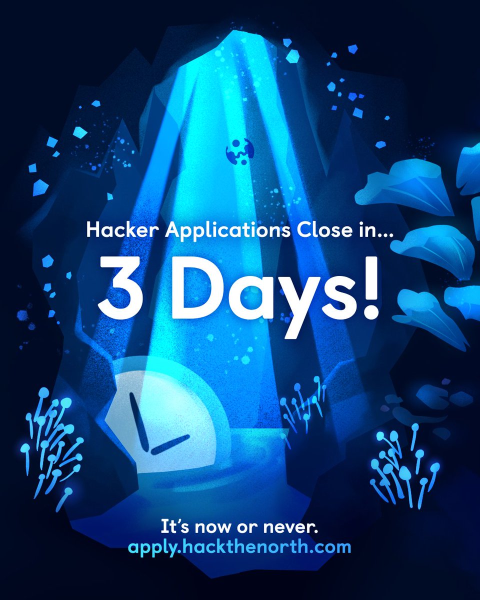 3 days left ⌛hacker apps for hack the north close soon!
build, connect, and innovate with 1000+ hackers. 

🔗apply now - apply.hackthenorth.com

#hackthenorth #hackathon #techstudents #stem