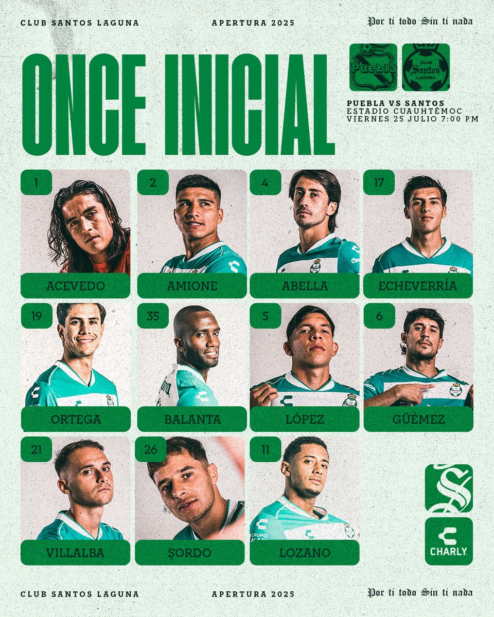 ClubSantos's tweet image. Nuestro XI inicial para enfrentar a @ClubPueblaMX. 🇳🇬
¡VAMOS, SANTOS! 🔥
Presentado por @CharlyFutbol. ⚽️
#PORTITODOSINTINADA⚔️