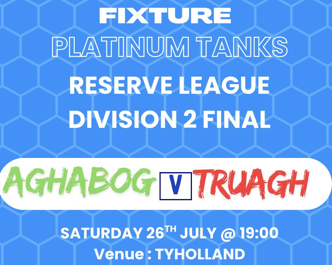 monaghangaa's tweet image. 📣𝐈𝐭’𝐬 #platinumtanks 𝐑𝐞𝐬𝐞𝐫𝐯𝐞 𝐅𝐢𝐧𝐚𝐥 𝐒𝐚𝐭𝐮𝐫𝐝𝐚𝐲 𝐰𝐢𝐭𝐡 𝐭𝐡𝐞 𝐟𝐢𝐫𝐬𝐭 𝐑𝐞𝐬𝐞𝐫𝐯𝐞 𝐅𝐢𝐧𝐚𝐥 𝐮𝐩 𝐟𝐨𝐫 𝐠𝐫𝐚𝐛𝐬!
🏐@AghabogGFC V @truaghgaels
🏟️@TyhollandGFC
⏱️19:00
📲 𝐅𝐨𝐫 𝐟𝐮𝐥𝐥 𝐟𝐢𝐱𝐭𝐮𝐫𝐞 log onto monaghangaa.ie/fixtures-resul…